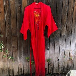 Vintage Long Red Kimono